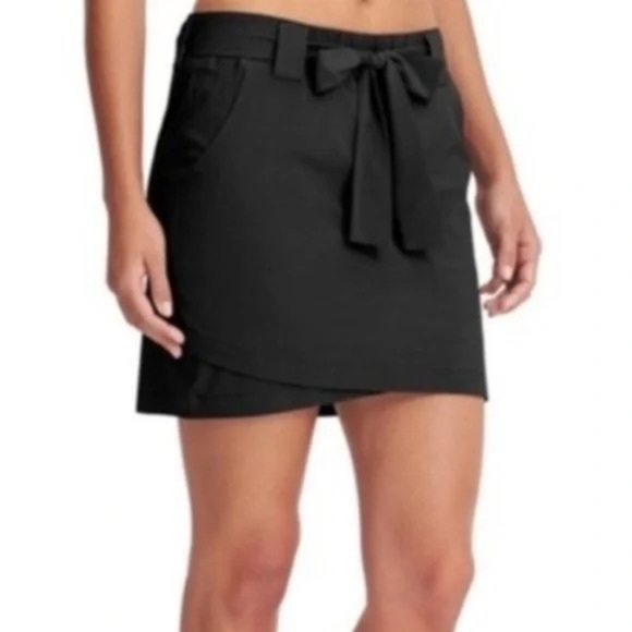 Athleta Pants - Athleta Destination Skort Black Womens Medium Faux Wrap Tennis Belted Active Gym